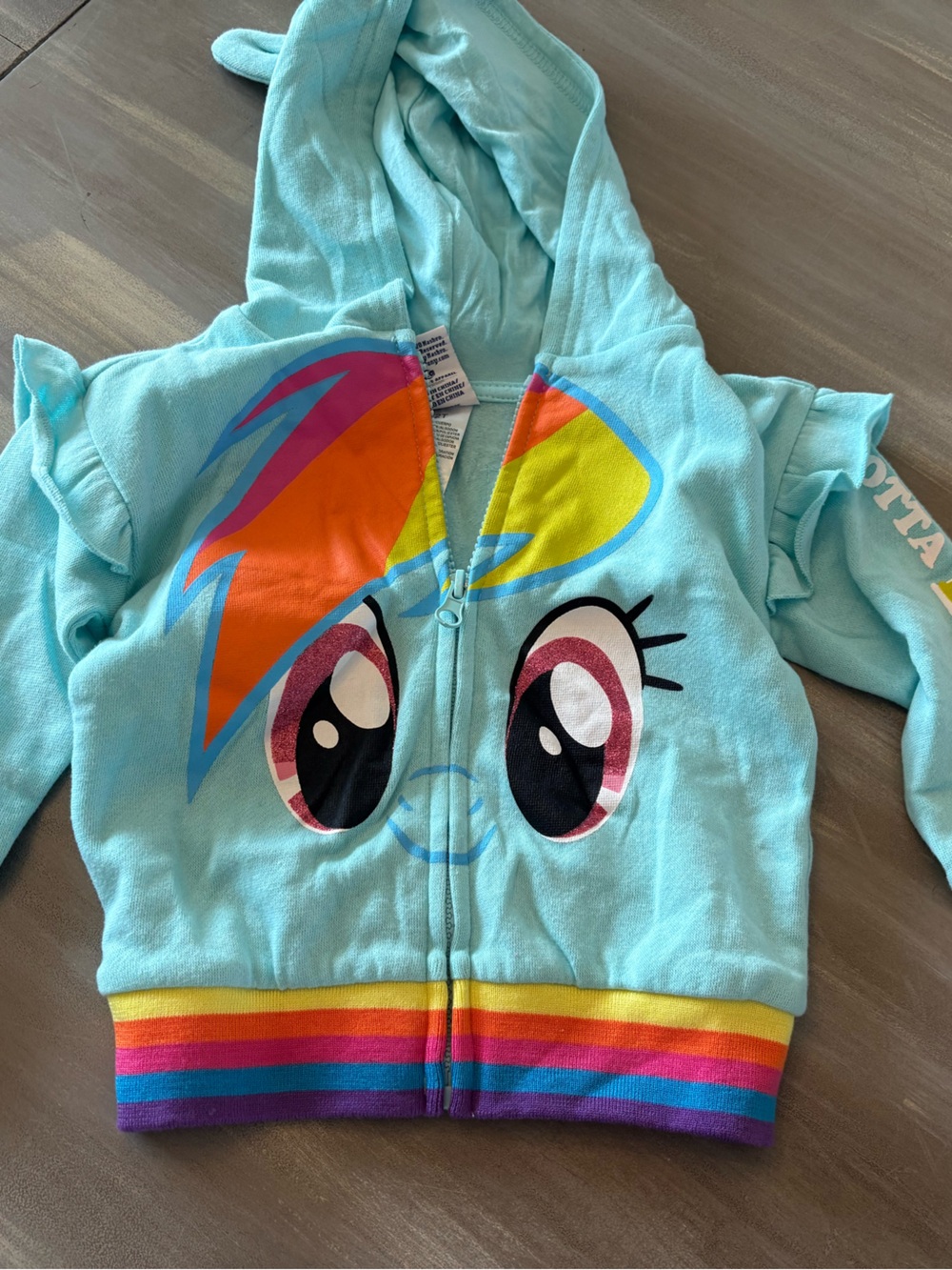 My Little Pony Aqua Hoodie with Rainbow Accent